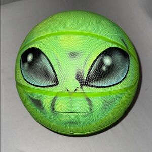 Neon Green Alien Face Basketball